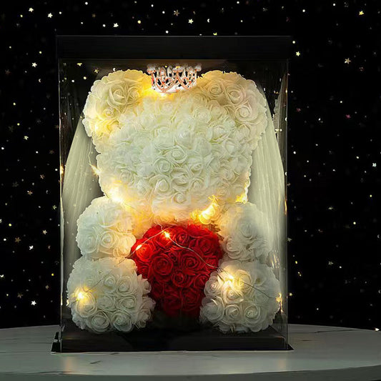 Large Teddy Rose Bear with Light Box